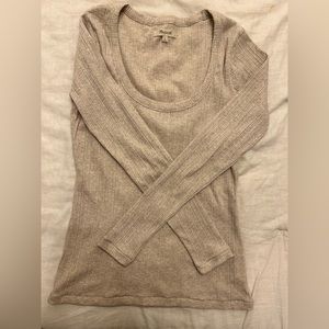 Madewell Oatmeal Ribbed Long Sleeve Tee